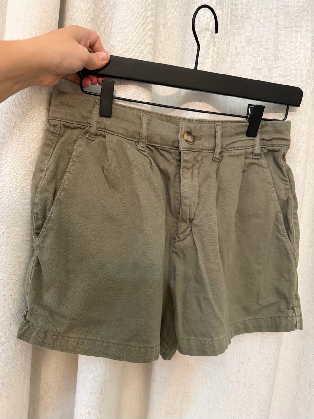 Free People Olive Utility Pleated Shorts